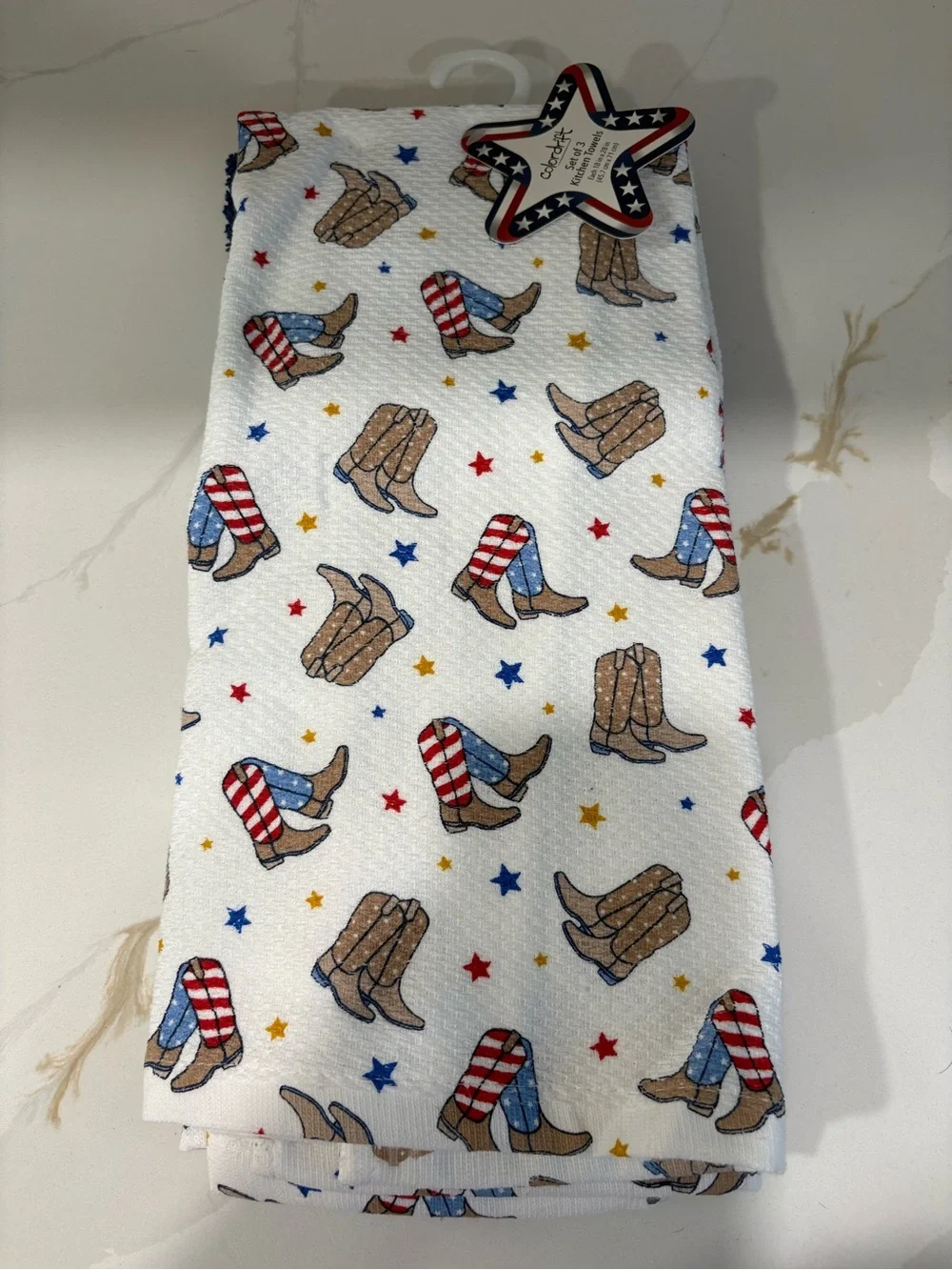 Colordrift Patriotic Cowboy Boot Kitchen Towel Set – Set of 3